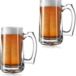 (Pack of 2) Funky Stylish Transparent Beer Mug Glass with Premium Handle-500 ml Glass Set Beer Glass-image-46