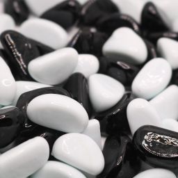 White and Black Glass Pebbles, Glossy, Decor stones , Garden, Vase Filler Polished Round Fire Glass Pebbles-3