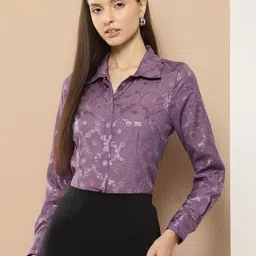 her by invictus Women Regular Fit Self Design Casual Shirt-picture-0
