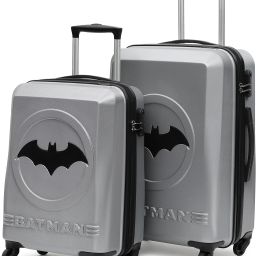 Hard Body Set of 2 Luggage 4 Wheels - BATMAN OFFICIAL MERCHANDISE TROLLEY WITH PREMIUM MOULDED BAT LOGO - Silver-image-69