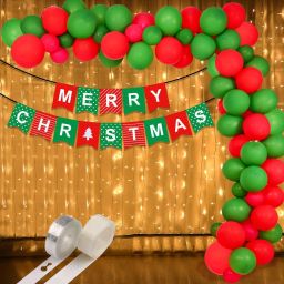 Christmas Party combo Merry Christmas Banner With Warm Led Light-pack of 44-image-27