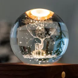 Deer Crystal Ball Night Lamp with LED Wooden Base Night Lamp-picture-11