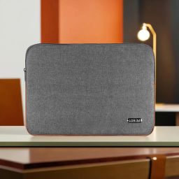 Laptop Sleeve Case | 15.6 | Zipper Closure | Water Repellent PVC | Grey & Tan Laptop Sleeve/Cover-image-75