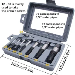 8 Pcs Damaged and Stripped Screw Extractor Set, 1/8”- 3/4” Broken Bolt Extractor and Broken Remover Set-image-9