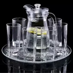 Water Glass Jug with Glass Lemon Set of 7 Pcs Glass Jug (1.3ML),6 Glass(280ML) Jug Glass Set-image-31