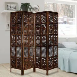 wooden twist Engineered Wood Abney Room Divider In Brown Colour-picture-3