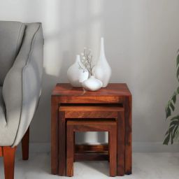 woodsworth from pepperfry Avian Sheesham Wood Nest Of Tables In Scratch Resistant Honey Oak Finish-picture-33