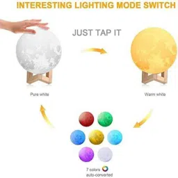 zoriada USB Rechargeable Moon Lamp 5 Color Changing Sensor Night Lamp image 2