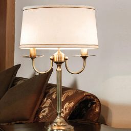 kapoor lampshades Bolanzo White Fabric Shade Table Lamp With Brass Base-picture-28