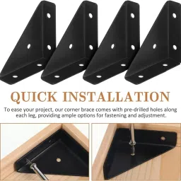 hasthip 4pcs Corner Braces Steel Shelf Support Right Angle Bracket 6 cm x 4 cm Shelf Bracket image 3