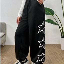 Women Printed Black Track Pants-image-60