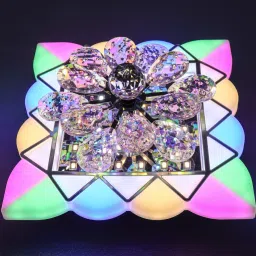 swanart Dynamic Crystal Blossom Chandelier with Moving Multi-Color Square Lights Chandelier Ceiling Lamp image 3