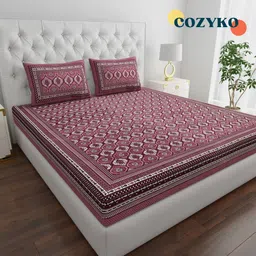 cozyko 200 TC Cotton King Jaipuri Prints Flat Bedsheet-picture-23
