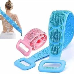 Silicone Body Back Scrubber Bathing Brush For Deep Skin Cleaning Massage Dead Skin Removal Exfoliating Belt For Shower (Multi Color, Pack of 1)-image-49