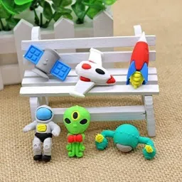 encore Cutest Set of Two Global Astronaut Outer Space Solar Pattern Erasers Non-Toxic Eraser image 2