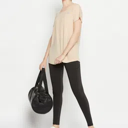 clovia Women Solid Round Neck Polyester Beige T-Shirt-picture-44