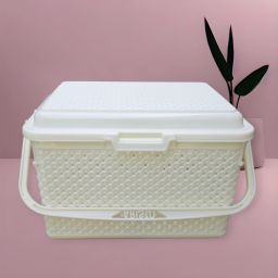 Plastic Small Storage Basket with Lid & Handle for Home, Kitchen, Pooja, Flowers, Makeup Storage Basket-image-33