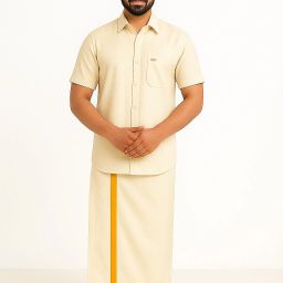 Men Cotton Silk Shirt Dhoti Set-image-90