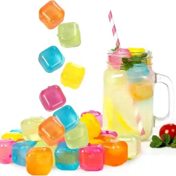 Square Shape Reusable Ice Cubes, Ice Cubes Moulds Filled with Pure Water Multicolor Silicone Ice Cube Tray-13
