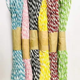Pack of 6 (60mtrs) Double Colour Designer Look Colourful DIY Twisted Paper Rope Threads for Various Art and Craft Projects and Decoration. (Colourful) 10 m Post Rope-17