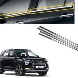 Lower Chrome Side Window Garnish Set of 4Pcs Chrome, Glossy Hyundai Creta Side Garnish-image-32