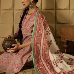 Indo Era Floral Printed Pure Cotton Kurta Straight Kurta With Salwar And Dupatta-image-45