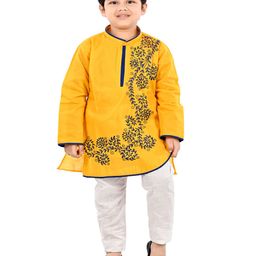 BAESD Boys Band Collar Floral Embroidered Regular Kurta with Pyjamas-17