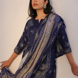 Libas Floral Printed Straight Kurta with Salwar & Dupatta-image-5