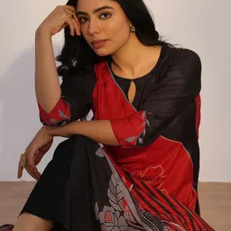 Libas Floral Printed Straight Kurta with Trousers & Dupatta-image-92