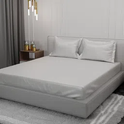 Stoa Paris Date Night White 300 TC Fitted King Bedsheet with 2 Pillow Covers-image-28