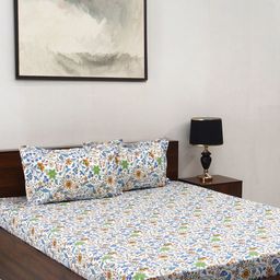 BOMBAY DYEING Cardinal Brown Floral Printed Cotton 120 TC Queen Bedsheet Set 2.54 x 2.24 m-image-9