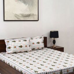 BOMBAY DYEING Cardinal Green Floral Printed Cotton 120 TC Queen Bedsheet Set 2.54 x 2.24m-image-99