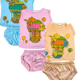 BAESD Unisex Kids Pack of 3 Printed Pure Cotton T-shirt with Shorts-4