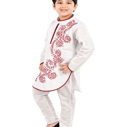 BAESD Boys Floral Embroidered Regular Thread Work Kurta With Pyjamas image 2