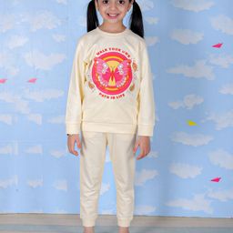 The Mom Store Girls Graphic Printed Pure Cotton T-shirt with Trousers-image-94