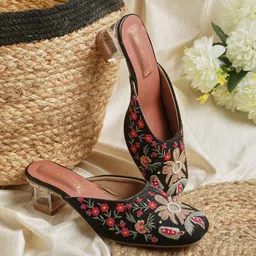 Kiana Embellished Round Toe Block Heeled Pumps-27