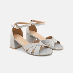 ALL TABS OPEN Textured Open Toe Block Heels image 4