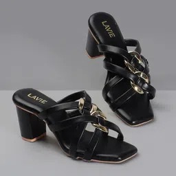 Lavie Embellished Strappy Open Toe Block Heels-14