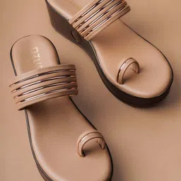 Ozuri Striped One Toe Wedges-35
