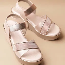Ozuri Textured Open Toe Backstrap Wedge Heels-28