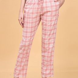 Enamor Women Checked Pure Cotton Relaxed Fit Lounge Pants-image-69