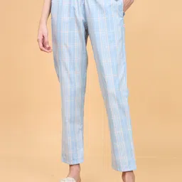 Enamor Women Checked Pure Cotton Lounge Pants-picture-16