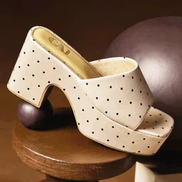 CAI Printed Open Toe Platform Heels-9