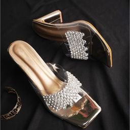 Try Me Embellished Open Toe Block Heels-94