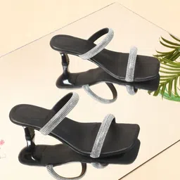 Try Me Embellished Open Toe Block Heels-68