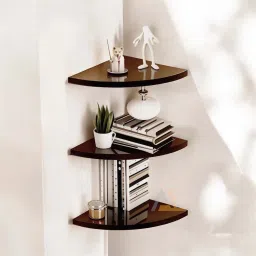 Wall Mounted Corner 3 Tiers Shelf for Home&Office/Kitchen/Bathroom Shelf(BROWN) MDF (Medium Density Fiber) Wall Shelf-image-38