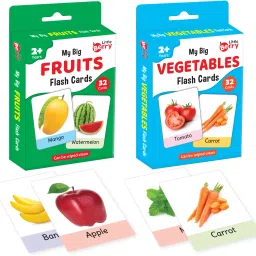 Big Flash Cards for Kids (Set of 2): Fruits and Vegetables - 64 Cards-image-7