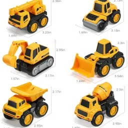 deuson ecom Engineering Toy Set 6 Crane Excavator Unbreakable Truck roller Mixer Transporter image 2