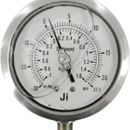 Compound Gauge, 4" Dial, -1 to 1.6 Kg/Cm2, Surface Bottom, 3/8" NPT (M) Conn Dial Indicator-22