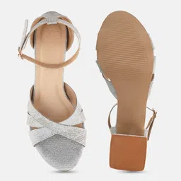 ALL TABS OPEN Textured Open Toe Block Heels image 2